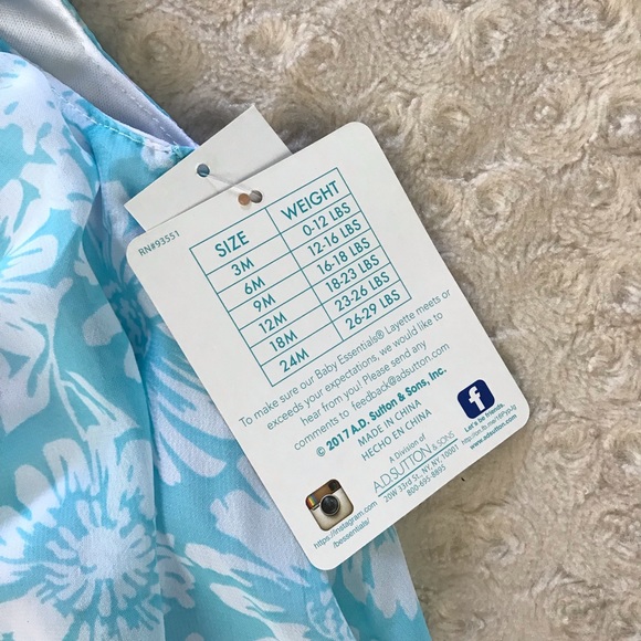 Baby Essentials Bubble Romper Blue White Floral - Picture 4 of 5